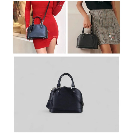 Very Good ( Rank A)|LV Epi Alma BB HandBag Shoulder Bag Black IC Chips Model|S25052803