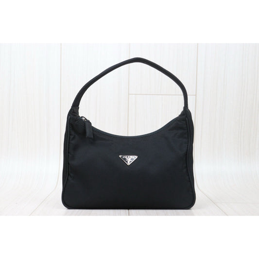 Good ( Rank AB)| PRADA HOBO HandBag Black|24112109