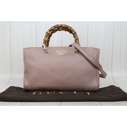Very Good ( Rank A) | GUCCI Bamboo Calf Leather Pink Tote Bag |W25102114