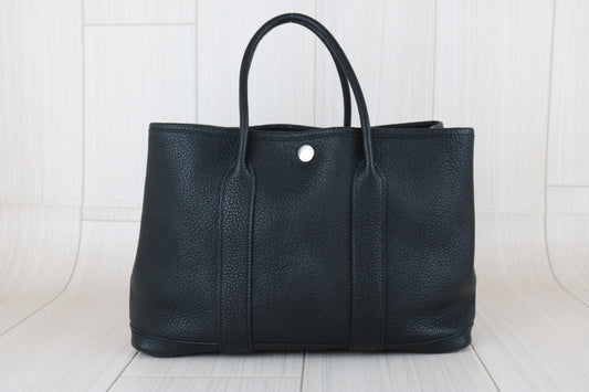 Good ( Rank AB)| HERMES Garden Party TPM Taurillon Black Handbag ◽︎P Stamp Made in 2012 Year |B25011003