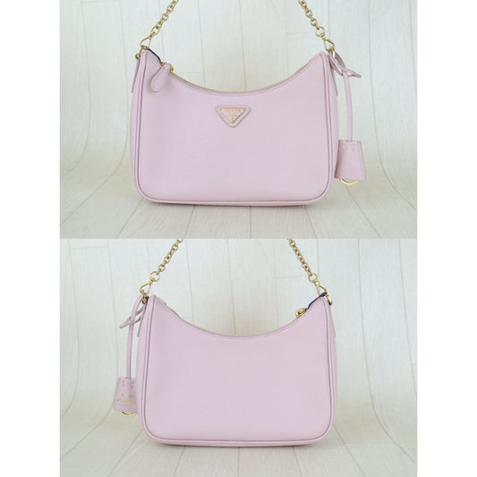 Include Entrupy Certificate of Authenticity|Excellent(Rank SA)| PRADA Saffiano Re-Edition Baby Pink Shoulder Bag |S26012714