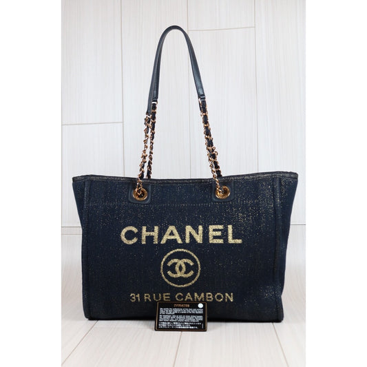 Rank A｜ CHANEL Canvas Tote Bag Navy  Made In 2019 Year｜S24042905