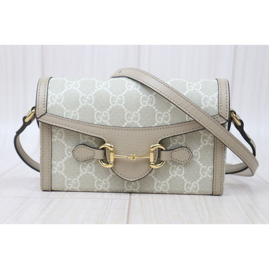 Very Good ( Rank A) |GUCCI GG Campus 1955 Grey Beige Shoulder Bag|P24092408