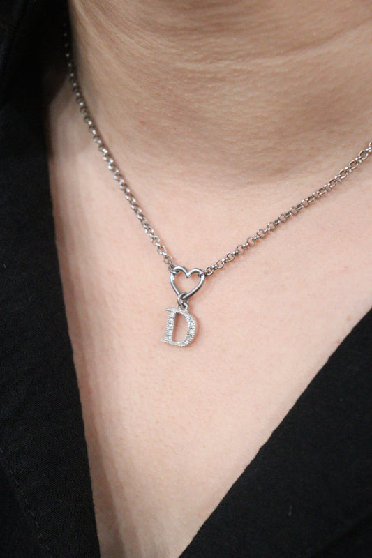 Rank A | Dior Heart&D Necklace Silver Plated |V23080604