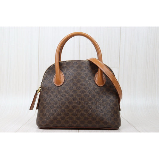 Good ( Rank AB) | CELINE Macadam Bowling Bag Handbag With Shoulder Strap |25022402