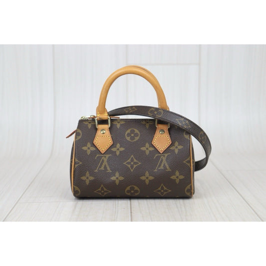 Good ( Rank AB)| LV Monogram Mini Speedy Handbag With Shoulderstrap|24091901