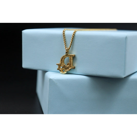 Include Authentic Detective Certificate of Authenticity|Very Good ( Rank A) | Dior CD Rhinestone Necklace Golden |26011509