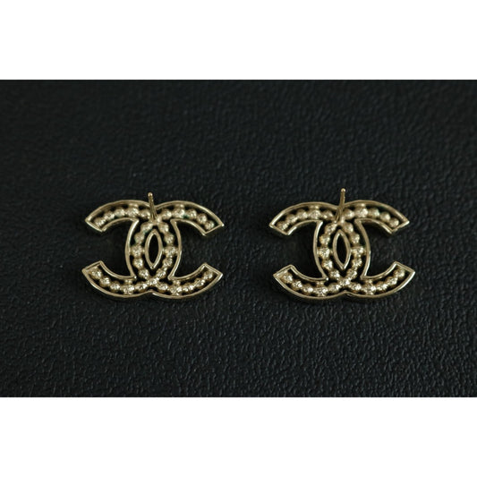 Very Good ( Rank A) | CHANEL B20V Coco Mark Pearl Rhinestone Golden Earrings Made In 2020Year |S25121114