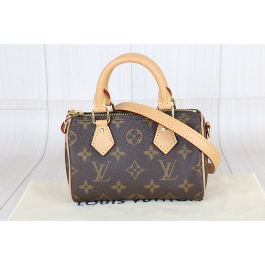 Very Good ( Rank A)|LV Monogram Nano Speedy Handbag Shoulder Bag Current Model|W25110606