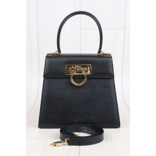 Rank A |Ferragamo Gancini 2WAY Handbag Shoulder Bag|V23102824
