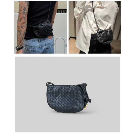 Very Good ( Rank A)| Bottega Veneta Lamb Skin the bulb Braid Shoulder Bag Black|X25042314