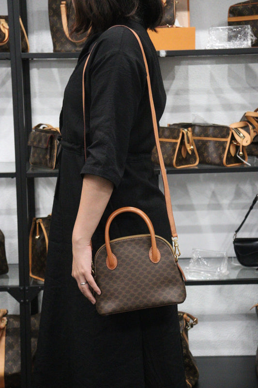 Rank A | CELINE Macadam Mini Hand Bag With Shoulderstap |V23092821