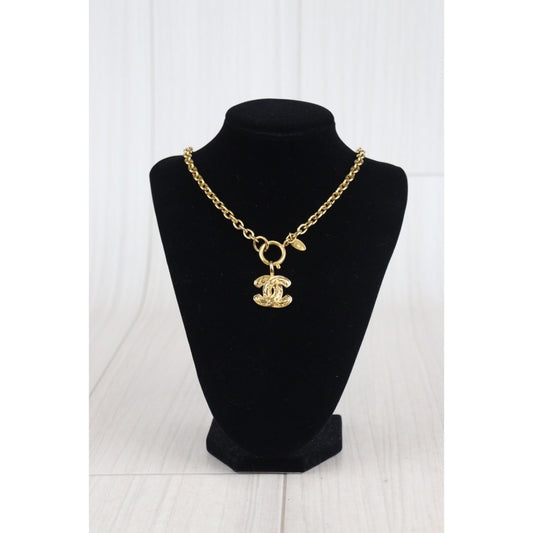 Rank A | Chanel Vintage Coco Mark Gold Necklace |23091534