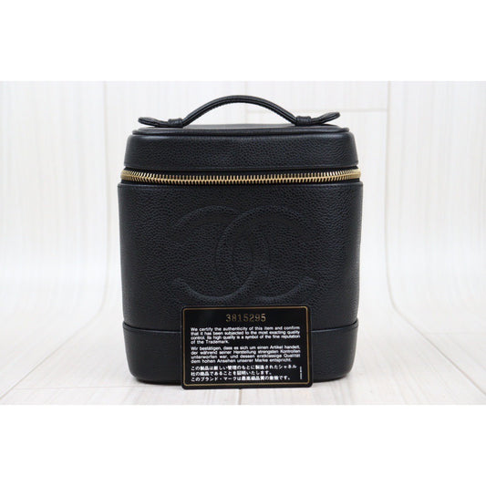 Rank AB | CHANEL Caviar Skin Vanity Handbag Made In 1994~1996Year |24031404