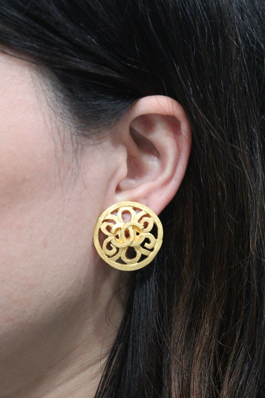 Rank A |CHANEL COCO Mark Vintage Earrings Made In 1995 Year |23092621