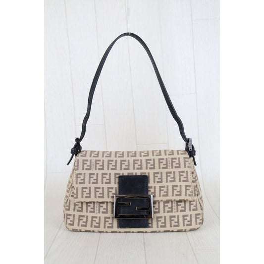 Good ( Rank AB)| FENDI Zucca Mamma Baguette Shoulder Bag Beige|S26011901