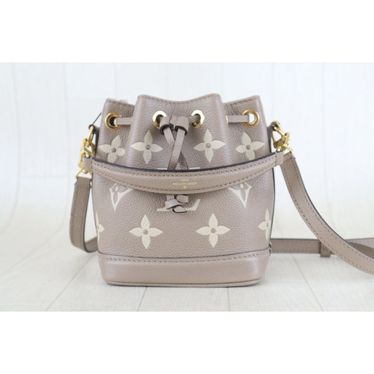 Include Entrupy Certificate of Authenticity|Very Good ( Rank A)|Louis Vuitton Monogram Empreinte Nano Noe ShoulderBag Elephant Grey IC Chips Model|Z26101209