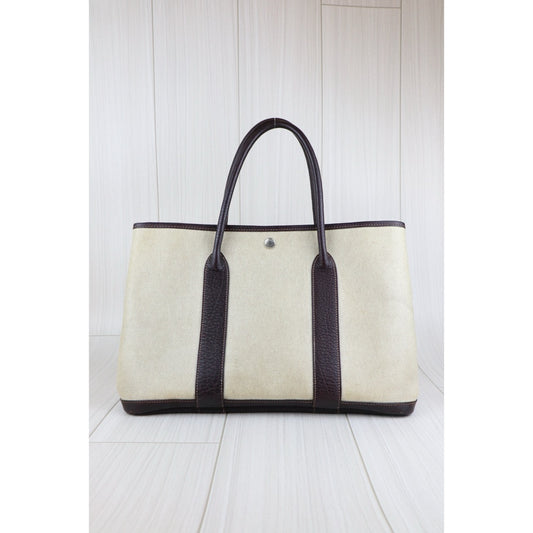 Good ( Rank AB)| HERMES Garden Party PM Handbag □F Stamp Made In 2002 Year|W25070805