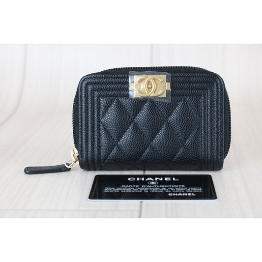 Very Good ( Rank A)|Chanel Caviar Skin Leboy Wallet Black Made In 2020Year |S25072104