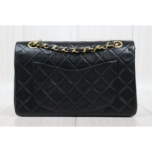 Include Entrupy Certificate of Authenticity|Very Good ( Rank A)| CHANEL Lamb Skin Matrasse Double Flap 23 Shoulder Bag Black Made In 1989-1991 Year|25051321