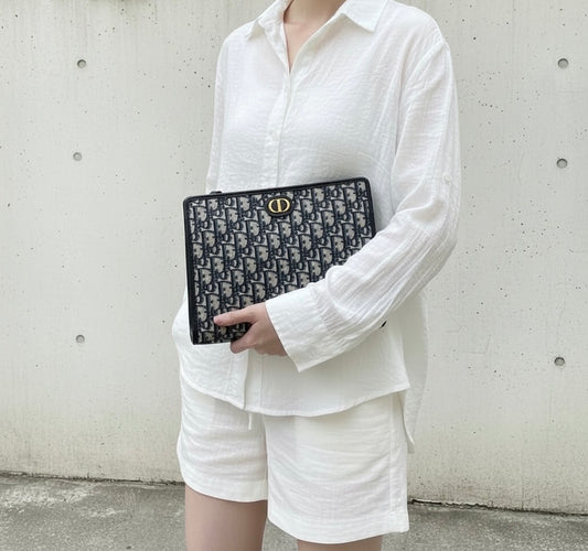 Include Entrupy Certificate of Authenticity|Very Good ( Rank A)|Full Set Dior 25 Montaigne Oblique Pouch Handbag|S26050602