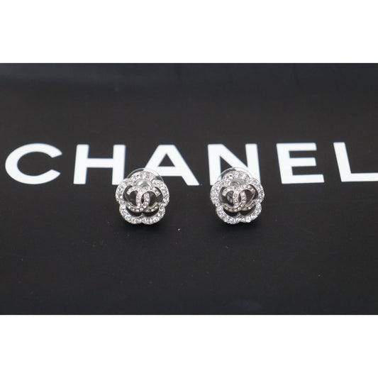 Very Good ( Rank A) |CHANEL COCO Mark Silver Diamond Vintage Earrings |S24102413