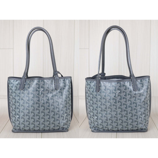 Include Entrupy Certificate of Authenticity|Very Good ( Rank A) | Goyard Anjou Mini Tote Bag Gray|X25111308