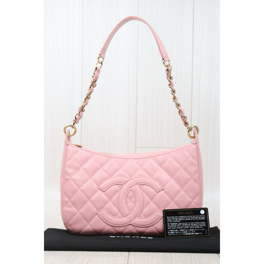 Very Good ( Rank A)| CHANEL Half Moon Shoulder Bag Pink Made In 2003-2004 Year |V24122602