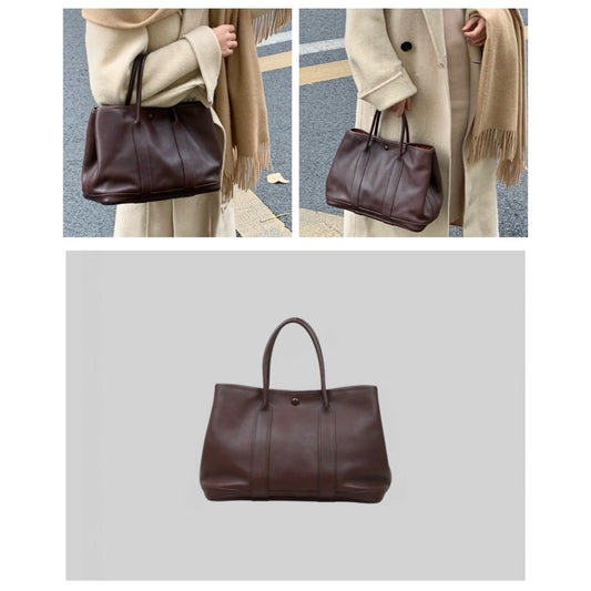 Good ( Rank AB)| HERMES Garden Party TPM Taurillon Brown Handbag ◽︎J Stamp Made in 2006 Year |25020601