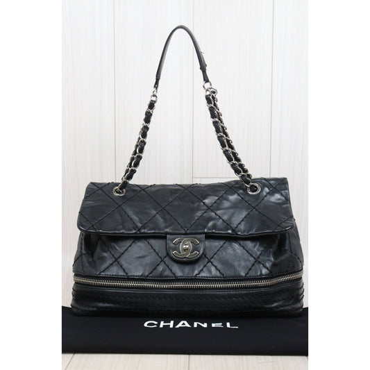 Good ( Rank AB)| CHANEL Calf Leather Matrasse Chain Shoulder Bag Black Made In 2006- 2008Year|Y25110424