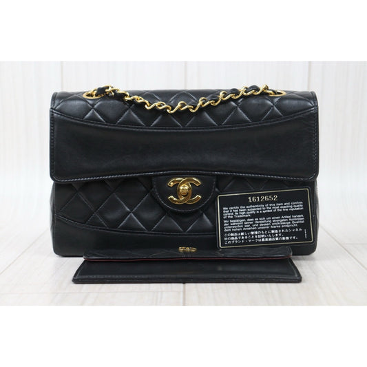 Good ( Rank AB)| CHANEL Lamb Skin Black Single Flap 25 Shoulder Bag Made in 1989-1991 Year |P24110107