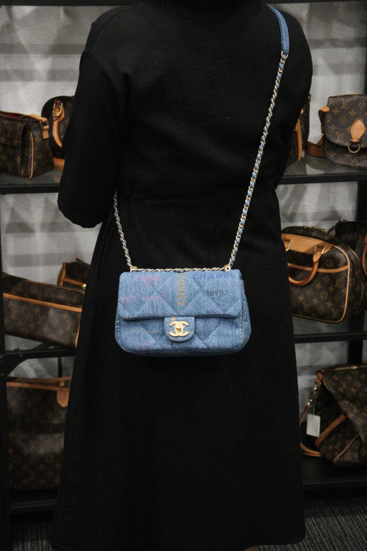 Rank A | CHANEL Denim Small Flap Chain Shoulder |23102819