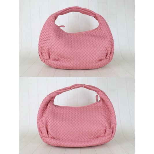 Include Entrupy Certificate of Authenticity|Very Good ( Rank A)| Bottega Veneta Lamb Skin Braid Shoulder Bag Rose Pink|S26022612