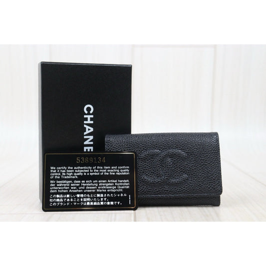 Very Good ( Rank A)|CHANEL Caviar Skin Key Case Black Made In 1997-1999Year|VT25030120