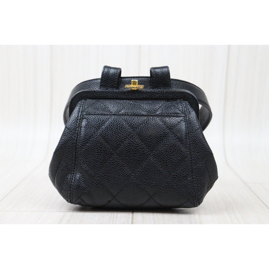 Rank AB | CHANEL Caviar Skin Waist Bag Black Made In 1996-1997Year |Y24051707