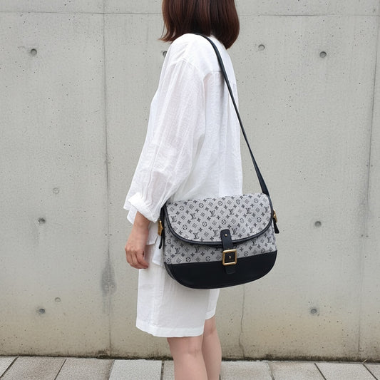 Include Entrupy Certificate of Authenticity|Good ( Rank AB) | Louis Vuitton Monogram Denim Blue Shoulder Bag |26050801