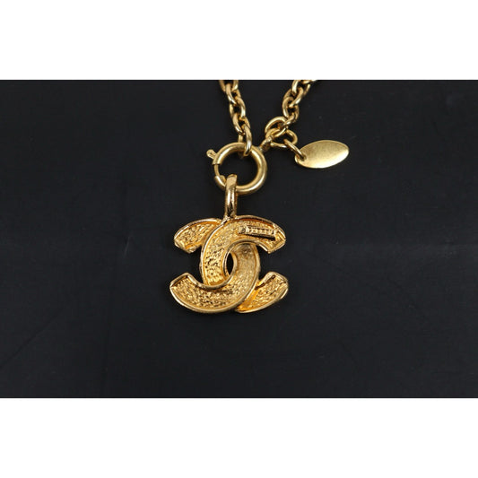 Include Authentic Detective Certificate of Authenticity|Very Good ( Rank A) | CHANEL Vintage Coco Mark Gold Necklace |25103109