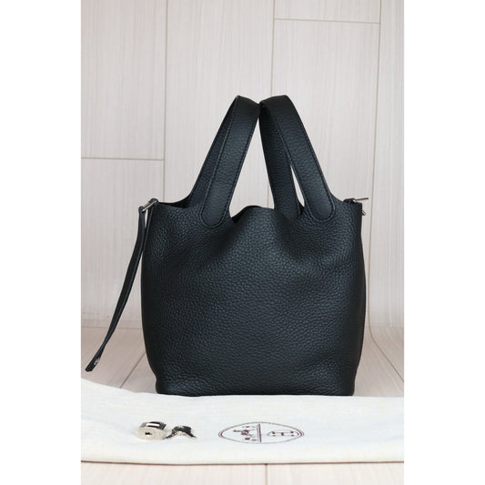 Very Good ( Rank A) | Hermes Picotin Lock 18 TC Leather HandBag Black D stamp |S24072902