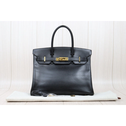Good ( Rank AB)| HERMES Birkin 30 Epsom Leather Black Gold Hardware Handbag ◽︎F Stamp Made in 2002 Year |V25021906
