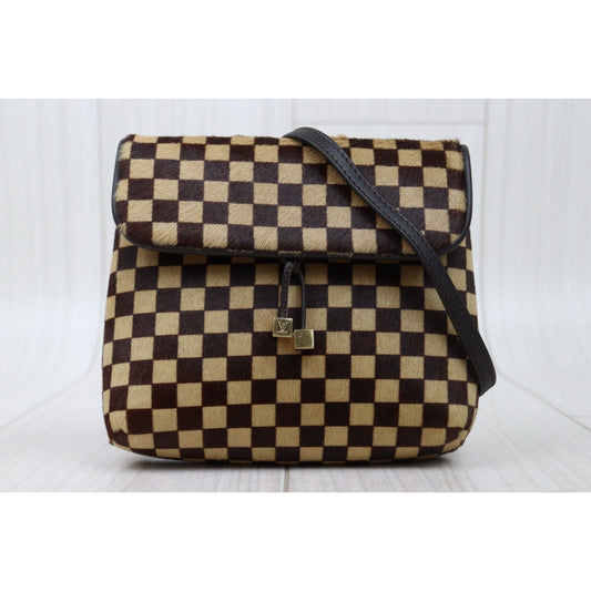 Include Entrupy Certificate of Authenticity|Very Good ( Rank A)| Louis Vuitton Gazelle Damier Sauvage Halaco Shoulder Bag Brown |S25021023