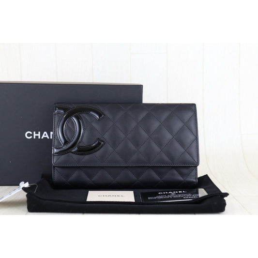 Excellent(Rank SA)| CHANEL Cambon Long Wallet Black Made In 2014-2015 Year|S24121010