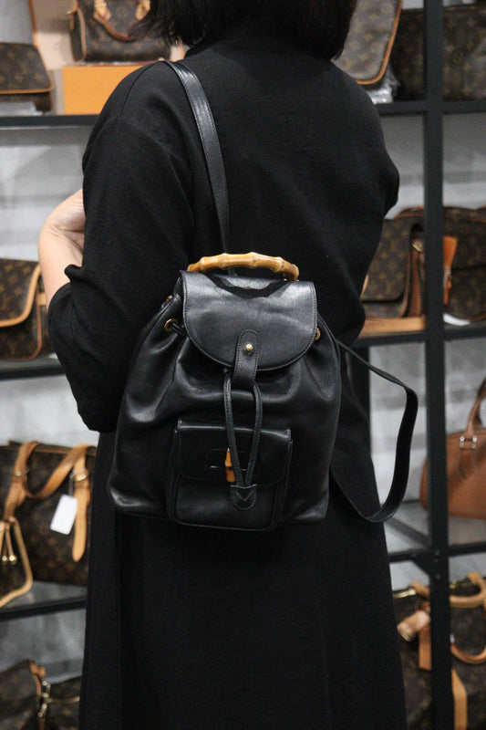 Rank A | GUCCI Bamboo Leather Mini Backpack Back|23101207