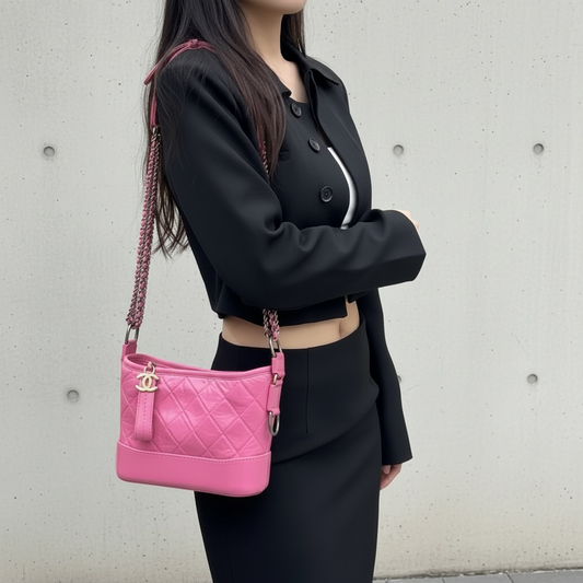 Include Entrupy Certificate of Authenticity|Very Good ( Rank A) | CHANEL Calf skin Gabrielle Small Shoulder Bag Pink Made In 2020Year|S26033103