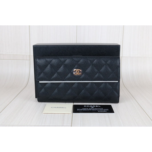 Excellent(Rank SA)|CHANEL Caviar Skin Black Long Wallet Made In 2013- 2014Year|X25051208