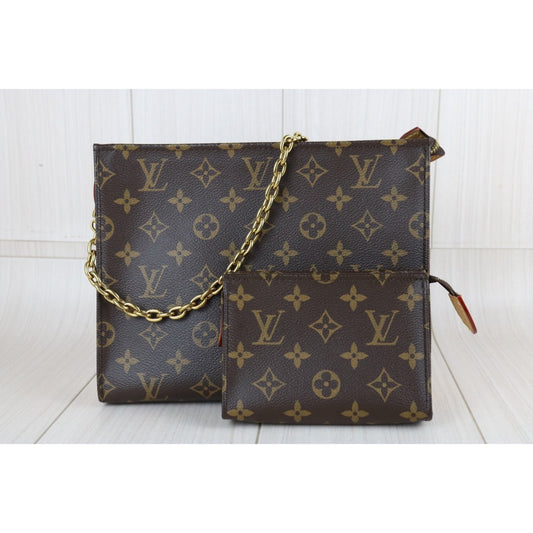 Include Entrupy Certificate of Authenticity|Very Good ( Rank A) |Louis Vuitton Monogram Toiletry Pouch On Chain Bag IC Chips Model|Z26102102