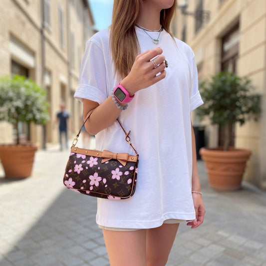 Include Entrupy Certificate of Authenticity|Very Good ( Rank A) | Louis Vuitton Takashi Murakam Sakura Monogram Pochette Accessoires Limited edition|S26031505