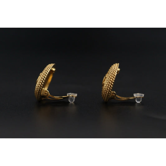 Very Good ( Rank A) | CHANEL Coco Mark Braided Pattern Gold Earrings Made In 1996Year |25111003