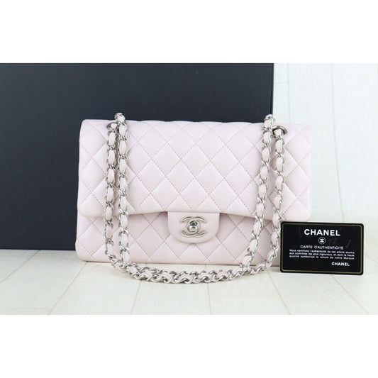 Good ( Rank AB)| CHANEL Lamb Skin Matrasse Double Flap 25 Shoulder Bag Pink Made In 2018 Year |S25092002