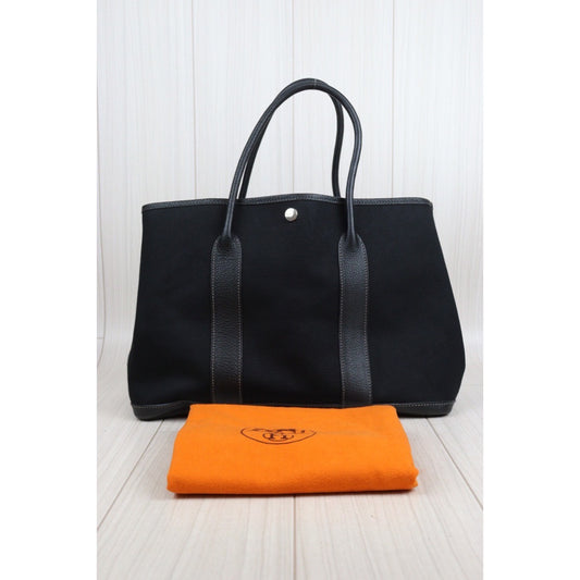 Rank A| HERMES Garden Party PM ◽︎G Stamp HandBag Black|23112105