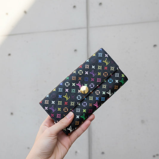 Include Entrupy Certificate of Authenticity|Very Good ( Rank A)| Louis Vuitton Monogram Multicolor Portofeuil Sara Long Style Wallet |S26060803